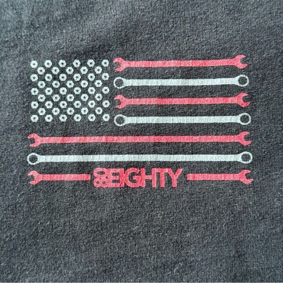 Mens 80Eighty Graphic Tee with Wrench Flag Design - Picture 2 of 5